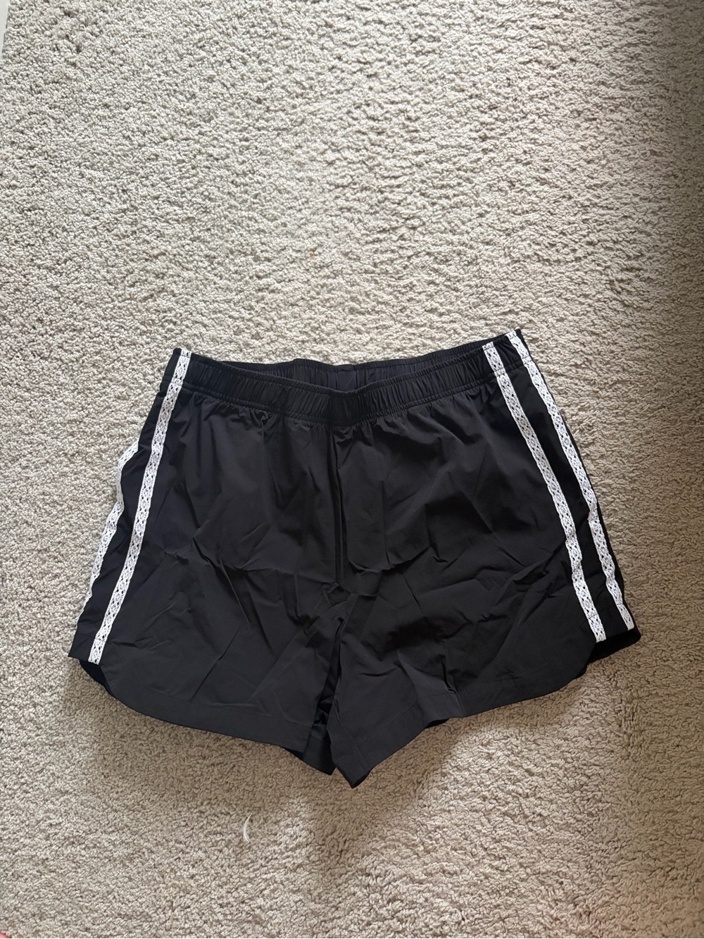 Old Navy Black Athletic Shorts with White Side Stripes